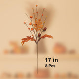 8 Pcs 17 Inch Fall Maple Leaves Stems Artificial Fall Picks Autumn Berry Stems With Pumpkins Acorns For Thanksgiving Day Harvest Festival Home Indoor Decorations