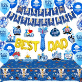Happy Fathers Day Decorations Happy Father's Day Party Decorations Including Banner, Hanging Decorations,Best Dad Balloons,Tablecloth for Father's Day Party Supplies