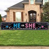 Baby Gender Reveal Decorations Banner (118.2X19.7 Inch) , He Or She Gender Reveal Party Supplies
