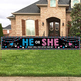 Baby Gender Reveal Decorations Banner (118.2X19.7 Inch) , He Or She Gender Reveal Party Supplies