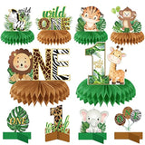 10pcs Wild One Safari Honeycomb Centerpieces for Boys/Girls Jungle Party Decor