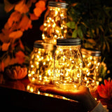12 Pack Solar Mason Jar Lid Lights 30 LED Firefly Fairy String Lights with Hangers