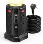 Tower Power Strip 16FT Extension Cord PD20W USB C 4 USB Ports Night Light Charging Station Black