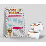 Ice Cream Name Game - 1 Sign And 50 Name Tag Stickers, Birthday Party Game For Kids And Adults, Office Or Class Activity