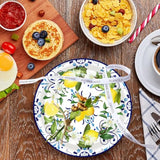 50Pcs Capri Lemon Party Supplies7"Lemon Paper Plates Blue Tiles Yellow Lemon Party Plates Capri Lemon Plates Summer Citrus Fruit Paper Plates For Summer Birthday Lemons Party Decoration (Blue Tile)