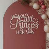 A Little Princess Is On Her Way Sign For Backdrop - Wooden Baby Shower Gender Reveal Wall Decorations Banner Decor With Decoative Tiara Crown Picture