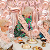 70Th Birthday Decorations For Women, Happy 70Th Birthday Banner, Crown, Sash, Cake Topper And Number Balloon, Rose Gold 70 Birthday Party Decorations Kit