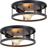2 Pack Black Flush Mount Ceiling Lights 13 Inch Farmhouse Hallway Bedroom Fixtures