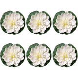 6 Pcs White Artificial Lotus Flowers Large Floating Lotus Faux Water Lily Flowers Fish Pond Artificial Plants With Artificial Lily Pads, Artificial Plants