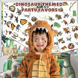 96 Pcs Dinosaur 3D Pre-Cut Temporary Tattoos For Kids | Super Cute Themed Birthday Party Favors, Supplies, Decorations, Funny Jungle Fake Tattoo Stickers (Multiple)