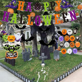 100+ Pcs Halloween Decorations Kit with Banner Bats Spider Web Balloons Props