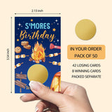 50 Pack S'Mores Birthday Camping Bbq Theme Game Scratch Off Cards, Funny Scratch Cards For Birthday Game, Camping Raffle Tickets For Bonfire Party Lottery Group Games Family Activity