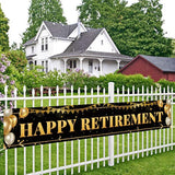 Large Black & Gold Retirement Banner 9.8×1.6ft — Party Decoration Sign