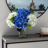 Ruzuqe 3 Pcs 21Inch Artificial Dark Blue Hydrangea Natural Lifelike Real Touch Faux Large Royal Hydrangea For Home Party Outdoor Wedding Decor Table Centerpiece Artificial Flower