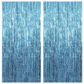 2 Pack Blue Fringe Streamers Foil Backdrops for Ocean Theme Party Decor