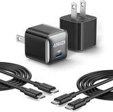 2 Pack 20W USB C Fast Wall Charger with USB C Cables for iPhone Samsung Pixel iPad