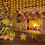 Gold Happy New Year 2025 Banner with Twinkle Stars for Party Decorations