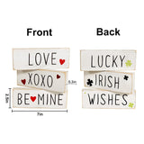 Valentines Day Decor, 3Pcs White Wooden Block Set Be Mine Xoxo Love Valentines Sign, Valentines Tiered Tray Decor For Table Kitchen Farmhouse Valentine Shamrock Faux Bundle Decor
