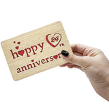 Wooden 24Th Anniversary Card,Handmade 24 Years Wedding Anniversary Greeting Cards,24Th Anniversary Card For Her,Him,Husband,Wife