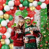 164Pcs Merry Christmas Party Decorations Set, Christmas Foil Fringe Curtains, Red Green Gold Balloons Arch Garland Favors For Kids Adults Friends Ugly Sweater Party Props For Photo Supplies