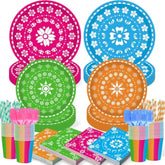 120Pcs Mexican Fiesta Plates And Napkins Party Supplies, Cinco De Mayo Party Decorations Tableware Set For Mexico Taco Carnival Colorful Carnival Birthday Pinata Platters Dance Party Serves 20