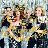 Gold Glitter Hello 2026 Happy New Year Banner for Party Decor