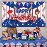 Baseball Happy Birthday Backdrop Banner Baseball Sports Themed Party Supplies Backdrop Large Baseball Birthday Party Decorations Wall Hanging Photo Booth Decor For Kids Boys Teenager, 75 X 45 Inch