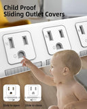Flat Plug Surge Protector Power Strip 3 Outlets 3FT Extension Cord 300J Overload Protection White