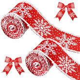 2 Rolls Snowflake Wired Edge Ribbon Christmas Tree Ribbon Decorative S
