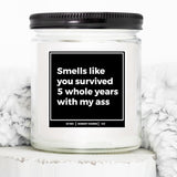 You Nique Designs 5 Year Marriage Anniversary Candle 9Oz, 5 Year Anniversary Ideas For Her, Him, Men, Women, 5Th Gifts For Husband, Wife, 5 Year Wedding (Mahogany Teakwood)