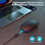 Wireless Bluetooth Mouse Rechargeable Laptop Mice With Led Lights,Dual Mode(Bt 5.2 & Portable Usb 2.4G) Connection,Silent Computer Mouse For Laptop,Ipad,Tablet,Macbook,Pc(Black Pearl)