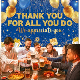 Thank You Banner Backdrop, 5.9x3.6Ft, Appreciation Decor for Employees & Teachers