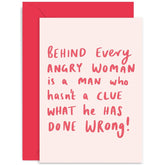 Old English Co. Funny Anniversary Card For Him Her - 'Behind Every Angry Woman' Cheeky Anniversary Gift For Husband Wife - Fun Valentine'S Day Card | Blank Inside With Envelope