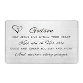 To My Godson Gifts From Godmother Godfather, Permanent Engraving Baptism Card For Godson, Confirmation Gifts For Teenage Boy, Birthday Christening