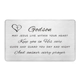 To My Godson Gifts From Godmother Godfather, Permanent Engraving Baptism Card For Godson, Confirmation Gifts For Teenage Boy, Birthday Christening