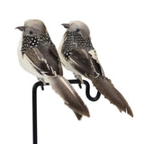 2Pcs Gray Artificial Feathered Birds 6Inch Clip On Sparrow Bird Ornaments For Christmas Tree Decoration Wreath Craft Garden Home Decor Party Accessories