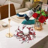 4 Pcs Glitter Red Heart And Berry Candle Wreath Holder Rings Pip Berry Candle Rings Mini Wreaths 4" Center For Christmas Wedding Windows Table Centerpieces (Red)