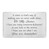 Sister Gifts - Sister Birthday Gifts From Sisters, Birthday Card For Sisters Christmas Gift, Metal Wallt Card