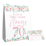 70Th Birthday Party Game – Guess How Many Flowers Game For Mom Or For Her – Pink Floral Birthday Activity For Women
