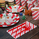Candy Cane Party Plates Supplies - Peppermint Swirl Red Green Paper Plate Napkins Cup Knives Spoon Fork - Serve 50 For Christmas Holiday Party Decorations