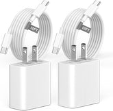 2 Pack 20W USB C Fast Wall Charger with 10FT USB C Cable for iPhone 15 16 17