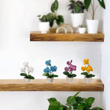 Mini Artificial Silk Orchid Potted Flowers - 4Pcs Real Touch Fake Small Plants In Ceramic Vase For Home Office Bathroom Living Room,Tiny Faux Table Shelf Decor Indoor