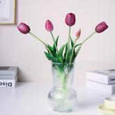 16-Inch Premium Real Touch Fake Tulips, Artificial Flowers With Buds, Flexible Stem Easy To Shape, Faux Tulips (Vase Not Included), 5-Pack Set Of Royal Purple
