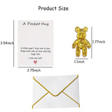 Pocket Bear Hug With Love Card, Pocket Hug Emotional Support Gifts For Men Women, Mothers Day Gifts For Mum (Gold)