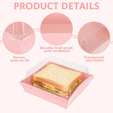 100 Pcs Charcuterie Boxes With Clear Lids 5 Inch Disposable Mini Square Charcuterie Boxes Paper Bakery Food Containers For Valentine'S Day Family Party Sandwich Sushi Cookie Cake Fruits Slice (Pink)