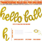 Hello Fall Gold Letter Balloons 18Inch Thanksgiving Party Decorations Autumn Harvest Decor