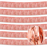 6 Pack 10 Ft Rose Gold Foil Fringe Garland Metallic Streamers Tinsel Banner Wall Hanging Garland Backdrop For Parade Floats, Halloween, Christmas, Thanksgiving, New Year Party Decorations