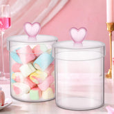 2 Pack Valentine'S Day Glass Cookie Jars Candy Jars With Heart Lids 30 Oz Clear Glass Canisters Cute Food Storage Organizers For Overnight Oats,Kitchen Cookies,Coffee Beans,Dry Goods,Tea