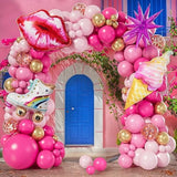 128 Pcs Hot Pink Balloon Arch Kit Gold Star Confetti Party Decorations