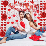 22Pcs Valentine'S Day Decorations Set Pre-Assembled Hanging Heart Swirls Happy Valentine'S Day Love Heart Garlands Banner For Home Classroom Office Wedding Party Anniversary (Red)